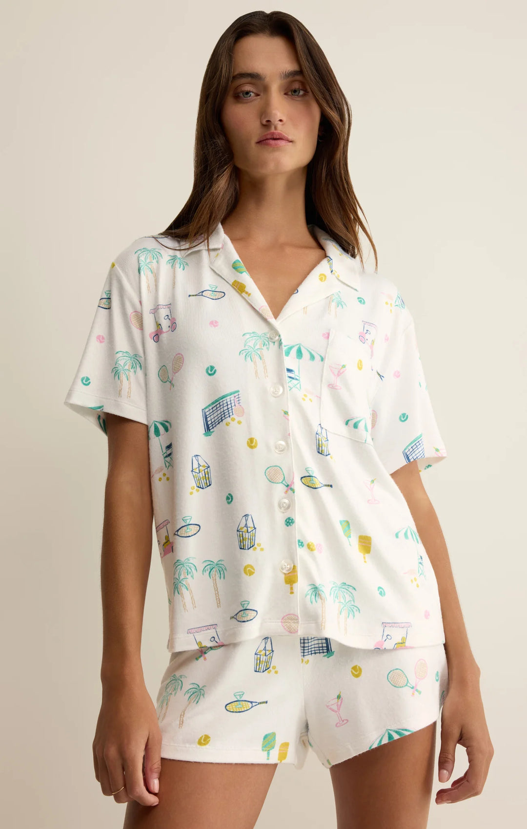 Z Supply Women's Court Sports PJ Top - White - Sun Diego Boardshop