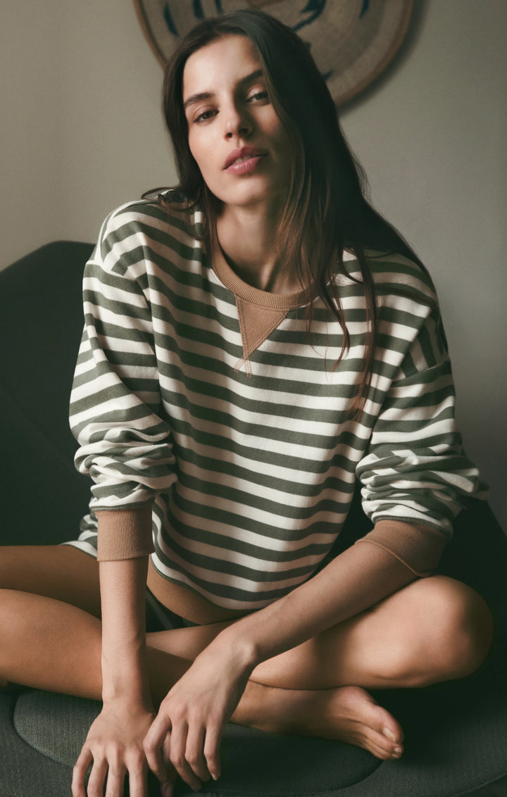 Z-Supply Women's Low Key Stripe Sweatshirt - Monstera - Sun Diego Boardshop