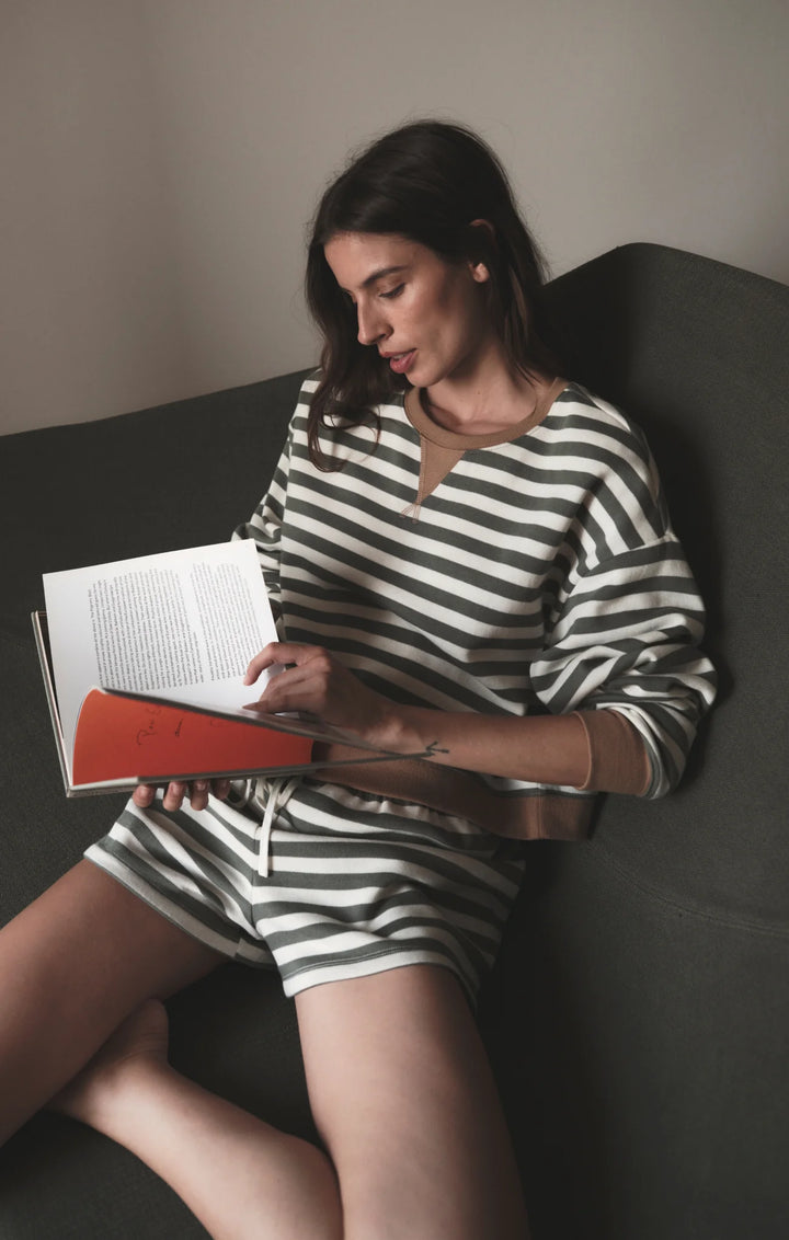 Z-Supply Women's Low Key Stripe Sweatshirt - Monstera - Sun Diego Boardshop