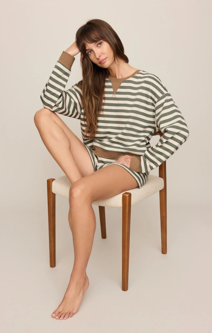 Z-Supply Women's Low Key Stripe Sweatshirt - Monstera - Sun Diego Boardshop