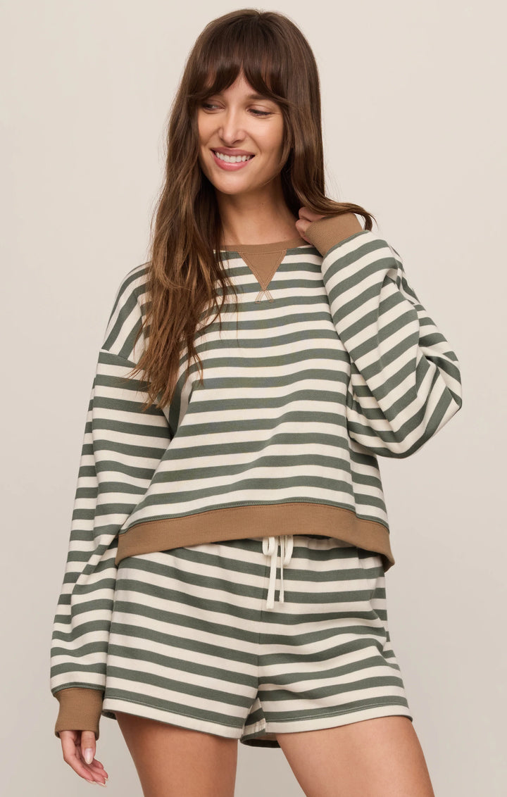 Z-Supply Women's Low Key Stripe Sweatshirt - Monstera - Sun Diego Boardshop
