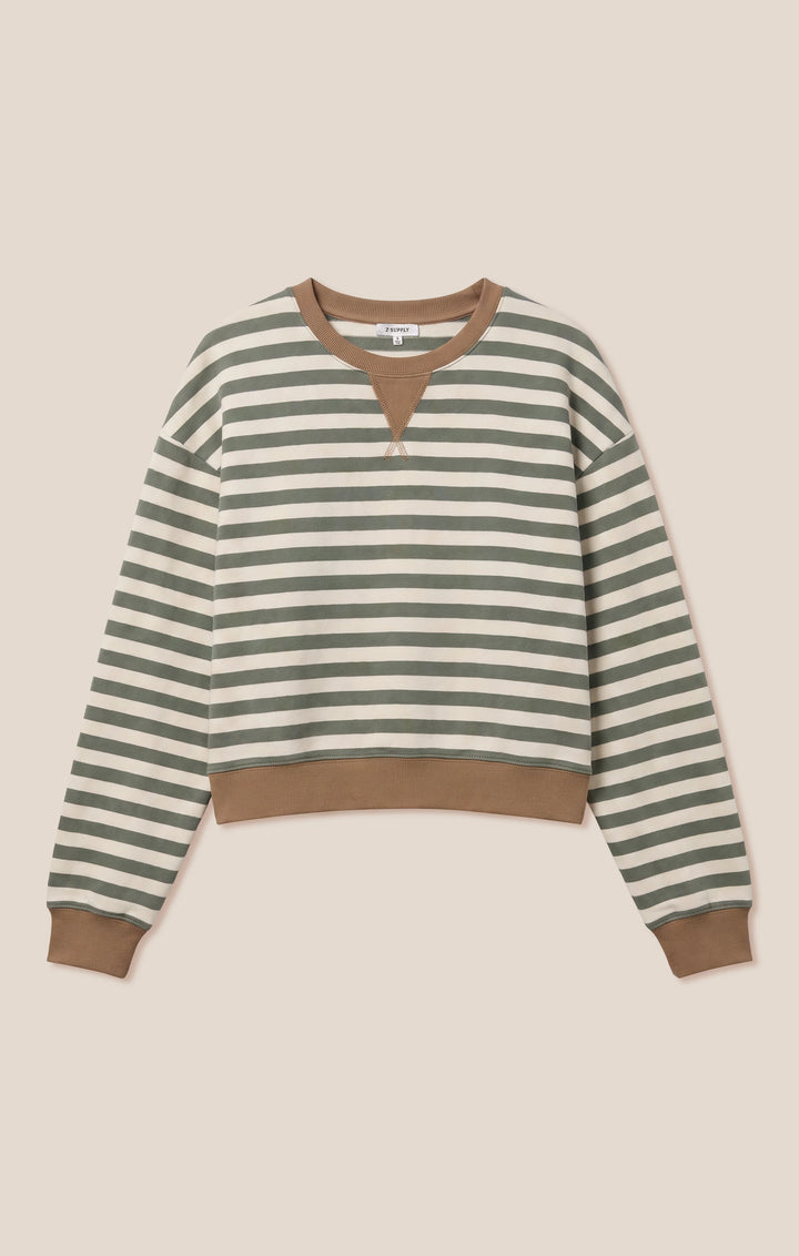 Z-Supply Women's Low Key Stripe Sweatshirt - Monstera - Sun Diego Boardshop