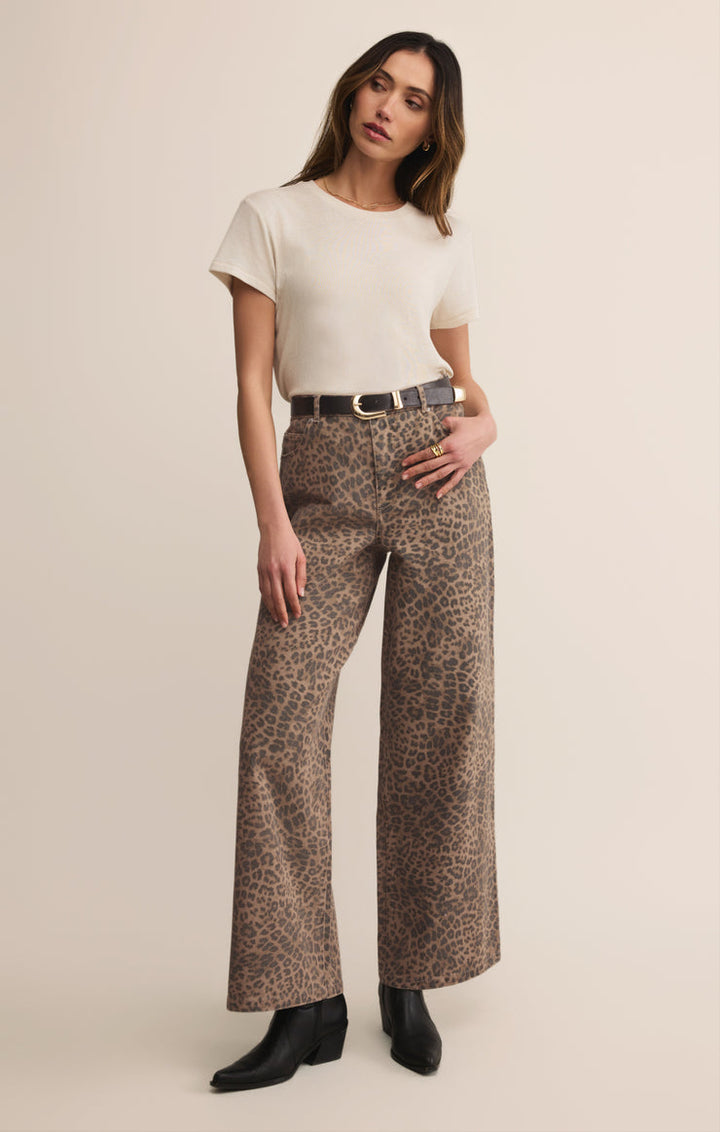 Z-Supply Marli Denim Leopard Pant - Desert Tan