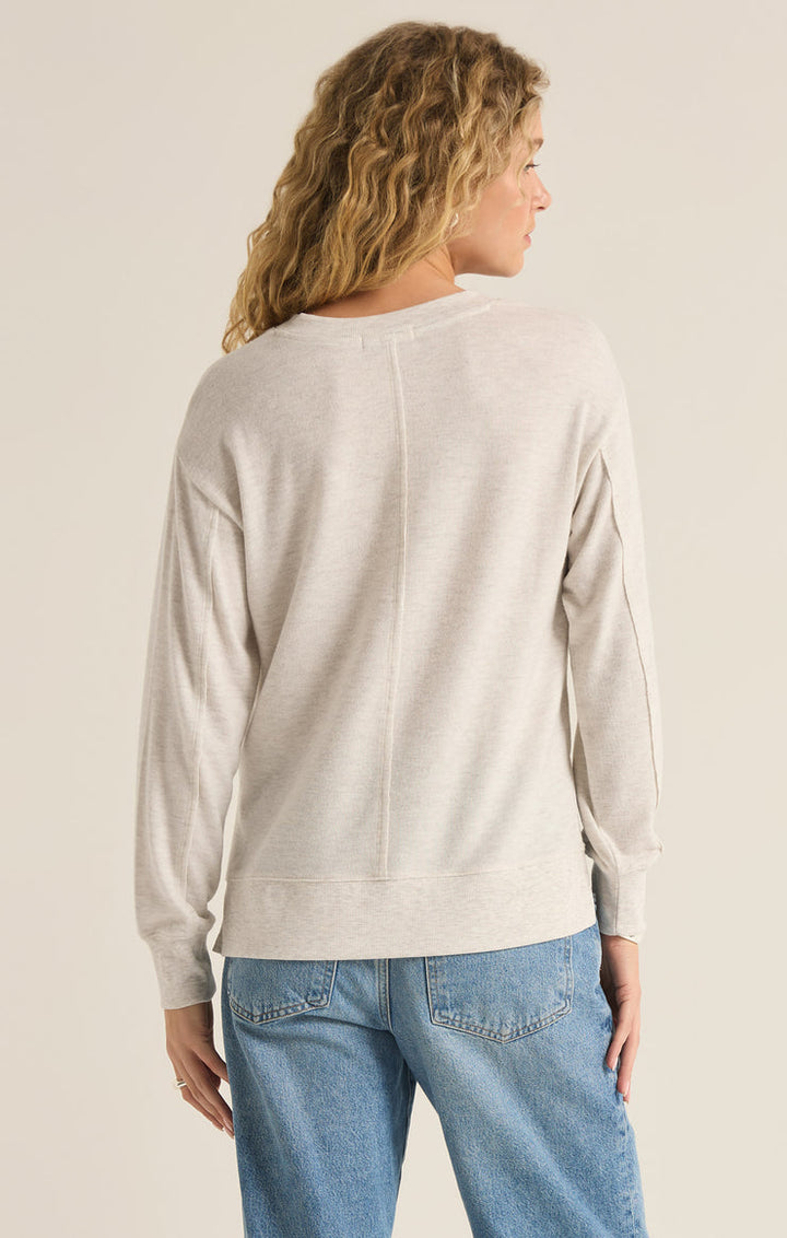 Z-Supply Wilder Cloud V-Neck Long Sleeve Top - LIGHT OATMEAL - Sun Diego Boardshop