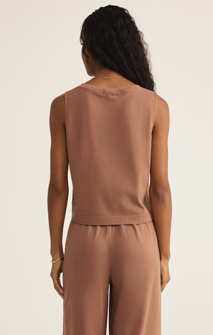 Z-Supply Sloane V-Neck Cotton Jersey Top - Teakwood - Sun Diego Boardshop