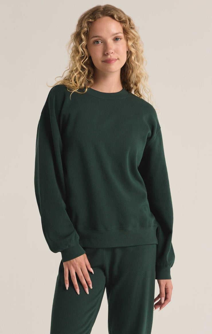 Z-Supply Classic Boyfriend Fleece Sweatshirt - CYPRUS GREEN - Sun Diego Boardshop