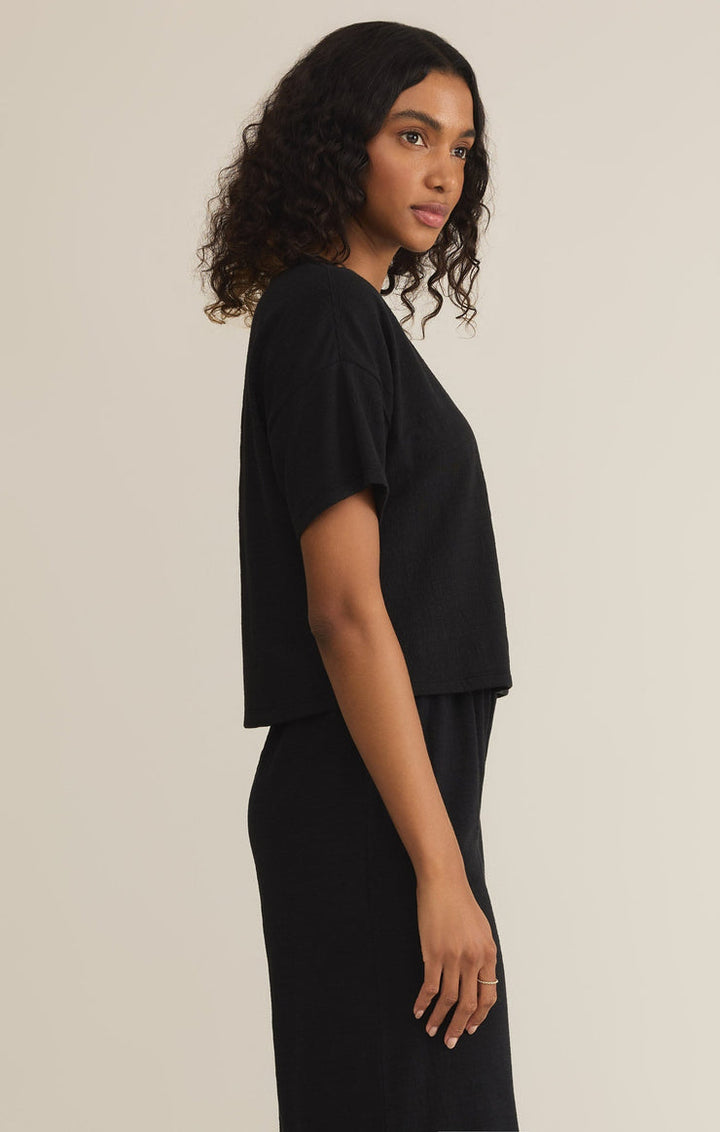 Z-Supply Sway Textured Slub Cropped Tee - Black - Sun Diego Boardshop