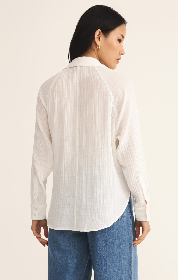 Z-Supply Perfect Airy Gauze Button Up - White - Sun Diego Boardshop