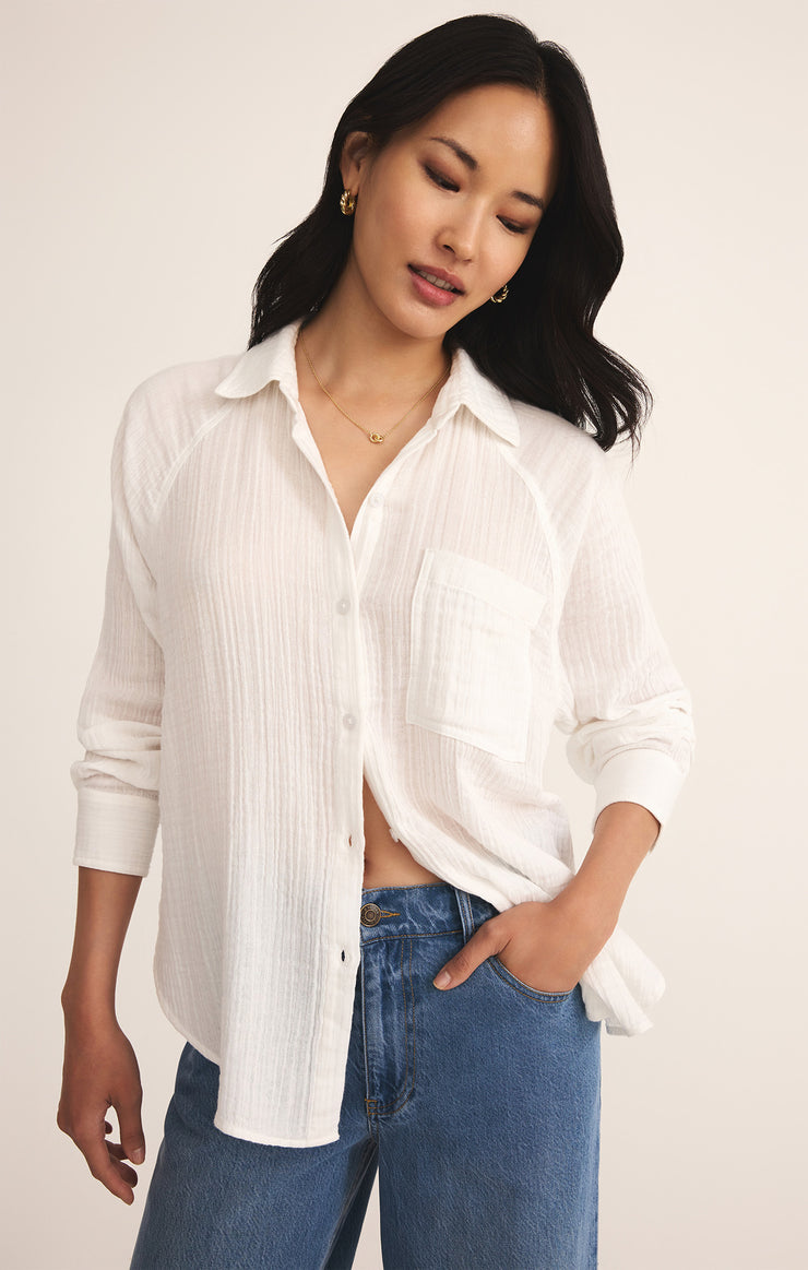 Z-Supply Perfect Airy Gauze Button Up - White - Sun Diego Boardshop