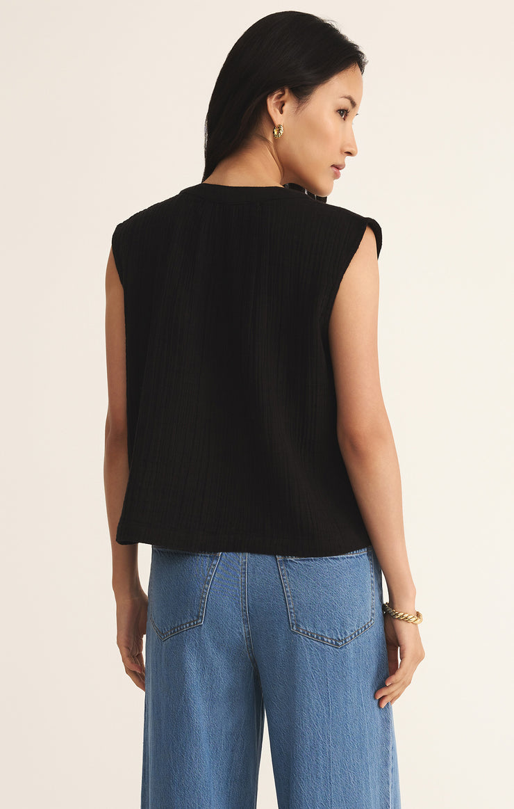 Z-Supply Cliffside V-Neck Airy Gauze Top - Black - Sun Diego Boardshop