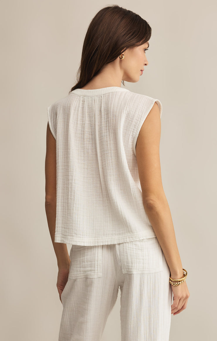 Z-Supply Cliffside V-Neck Airy Gauze Top - White - Sun Diego Boardshop