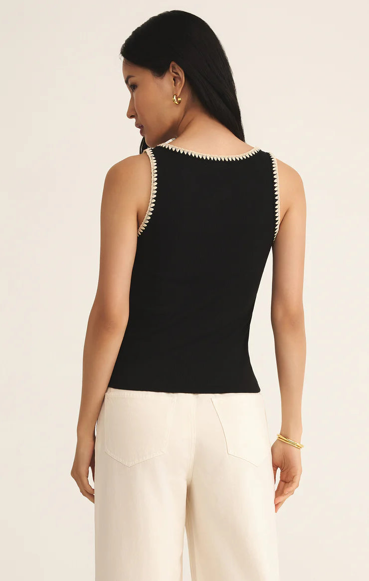 Z-Supply Jaidynn Whipstitch Rib Tank - Black - Sun Diego Boardshop