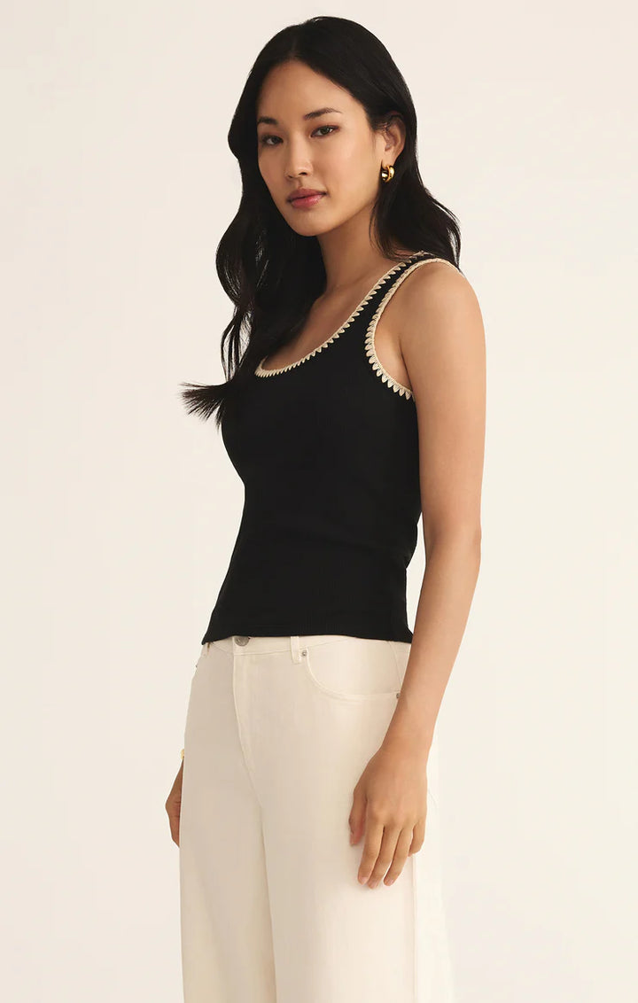 Z-Supply Jaidynn Whipstitch Rib Tank - Black - Sun Diego Boardshop