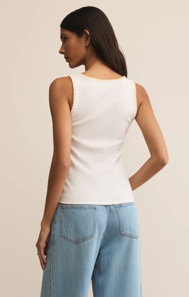 Z-Supply Jaidynn Whipstitch Rib Tank - White - Sun Diego Boardshop