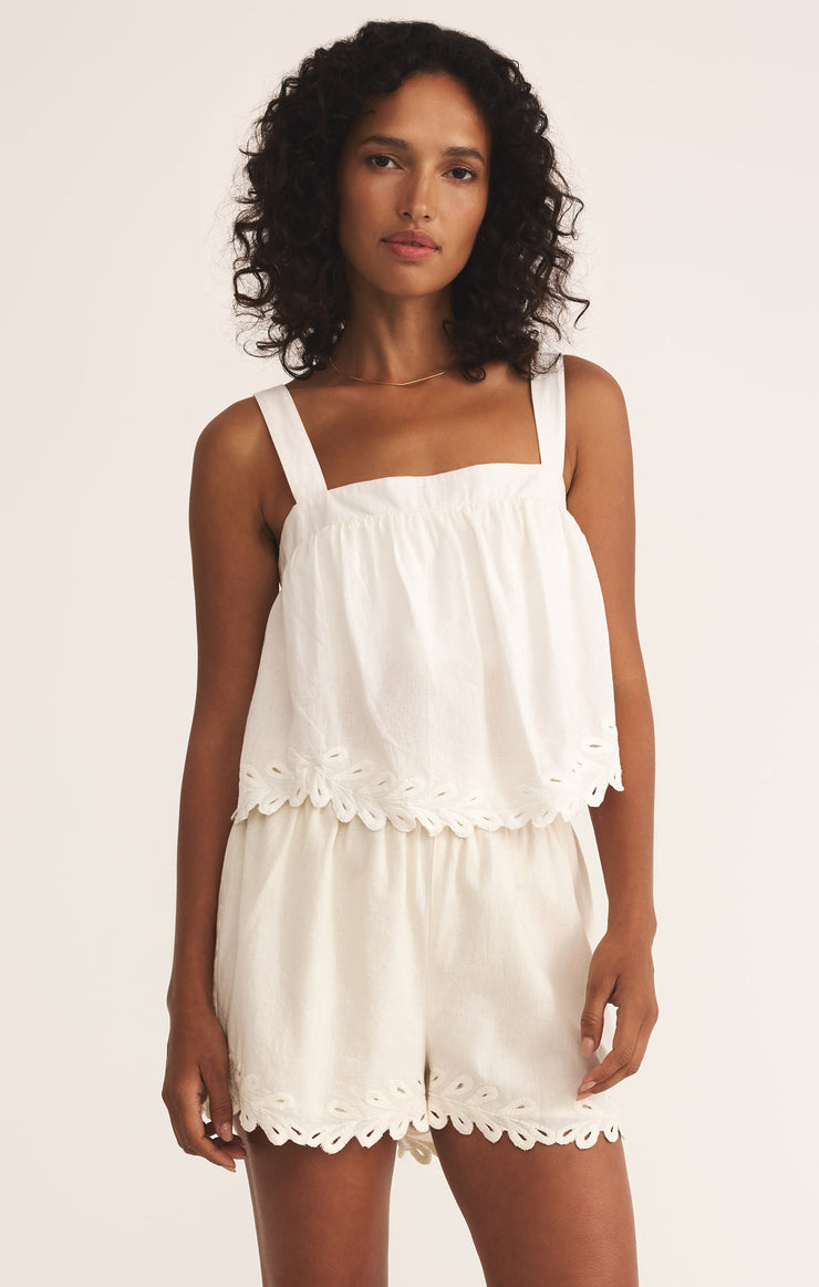 Z-Supply Annecy Embrodered Linen Tank - White - Sun Diego Boardshop