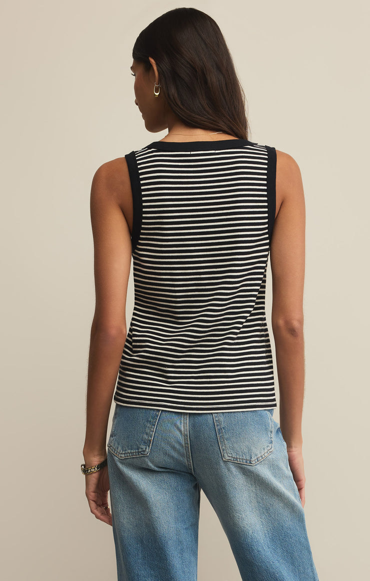 Z-Supply Elin Stripe Rib Tank - BLACK - Sun Diego Boardshop