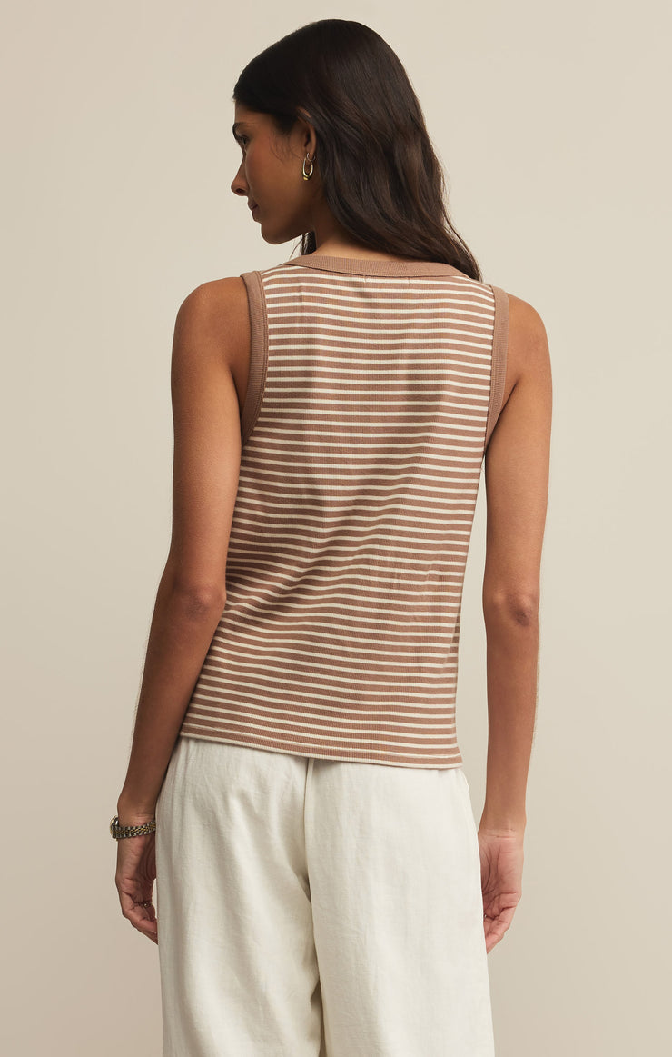 Z-Supply Elin Stripe Rib Tank - ICED COFFEE - Sun Diego Boardshop