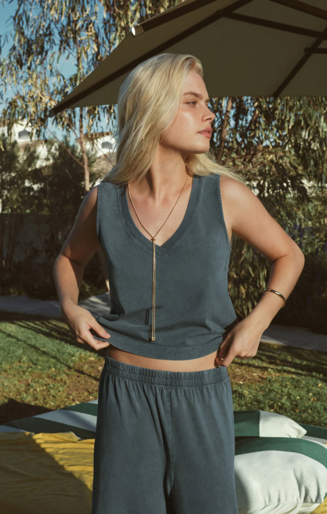 Z-Supply Women's Sloane V-Neck Cotton Jersey Tank - Emerald Cove - Sun Diego Boardshop