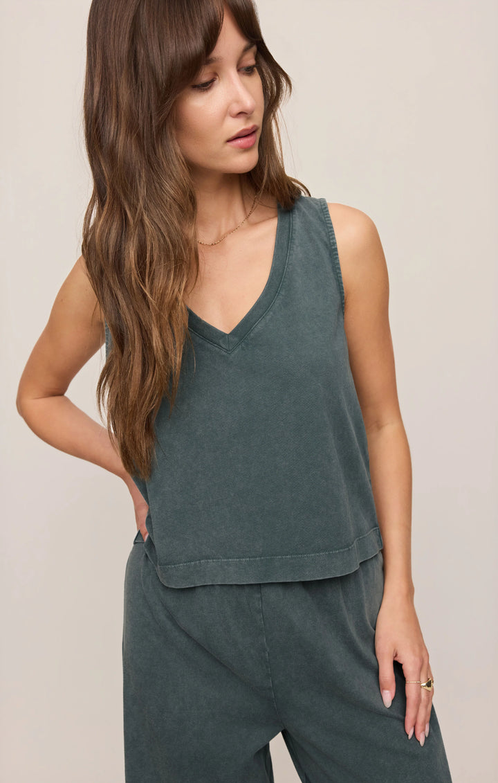 Z-Supply Women's Sloane V-Neck Cotton Jersey Tank - Emerald Cove - Sun Diego Boardshop