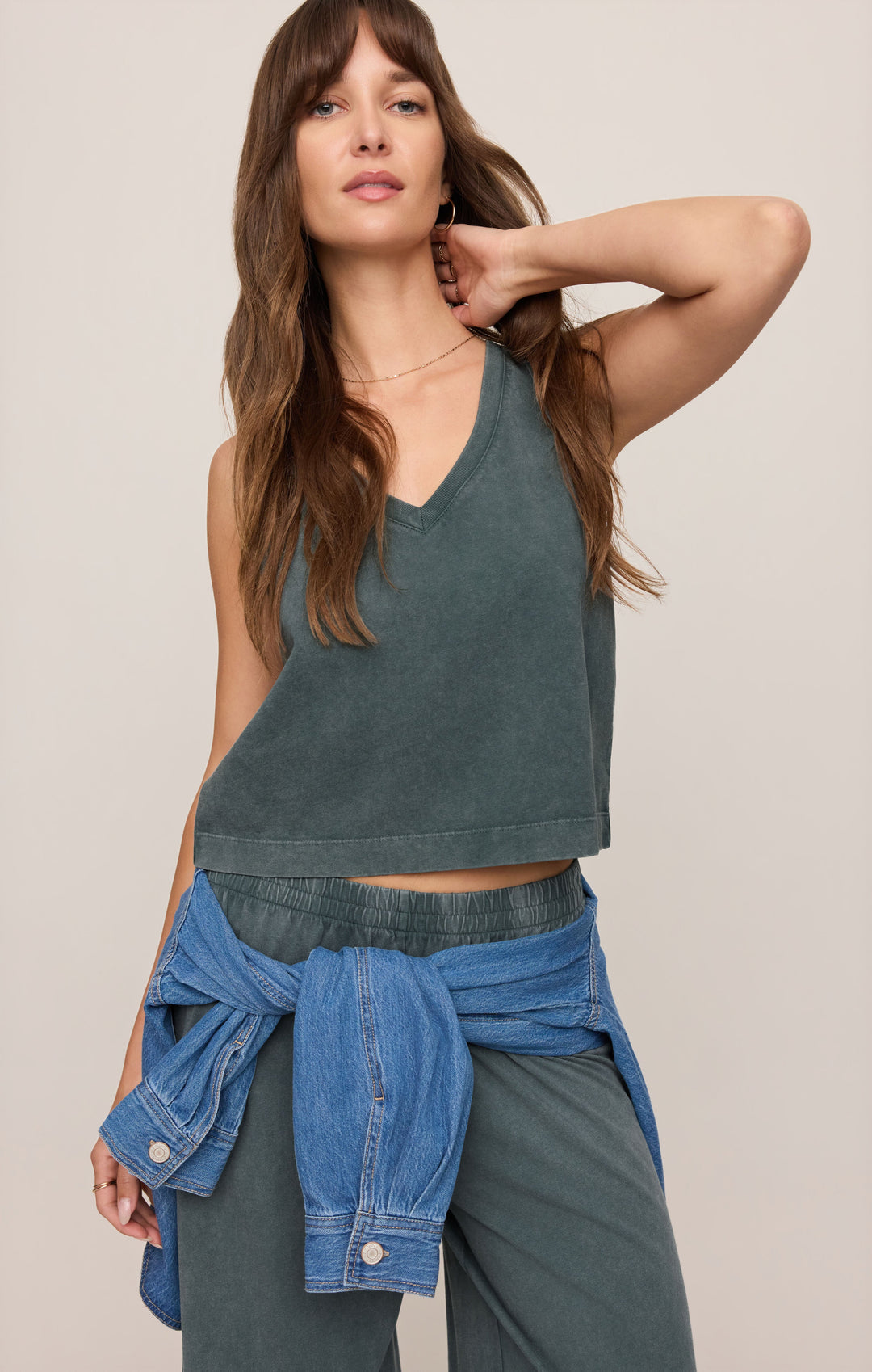 Z-Supply Women's Sloane V-Neck Cotton Jersey Tank - Emerald Cove - Sun Diego Boardshop
