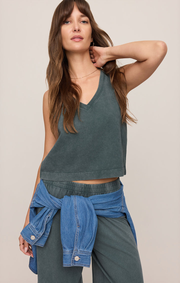 Z-Supply Women's Sloane V-Neck Cotton Jersey Tank - Emerald Cove - Sun Diego Boardshop