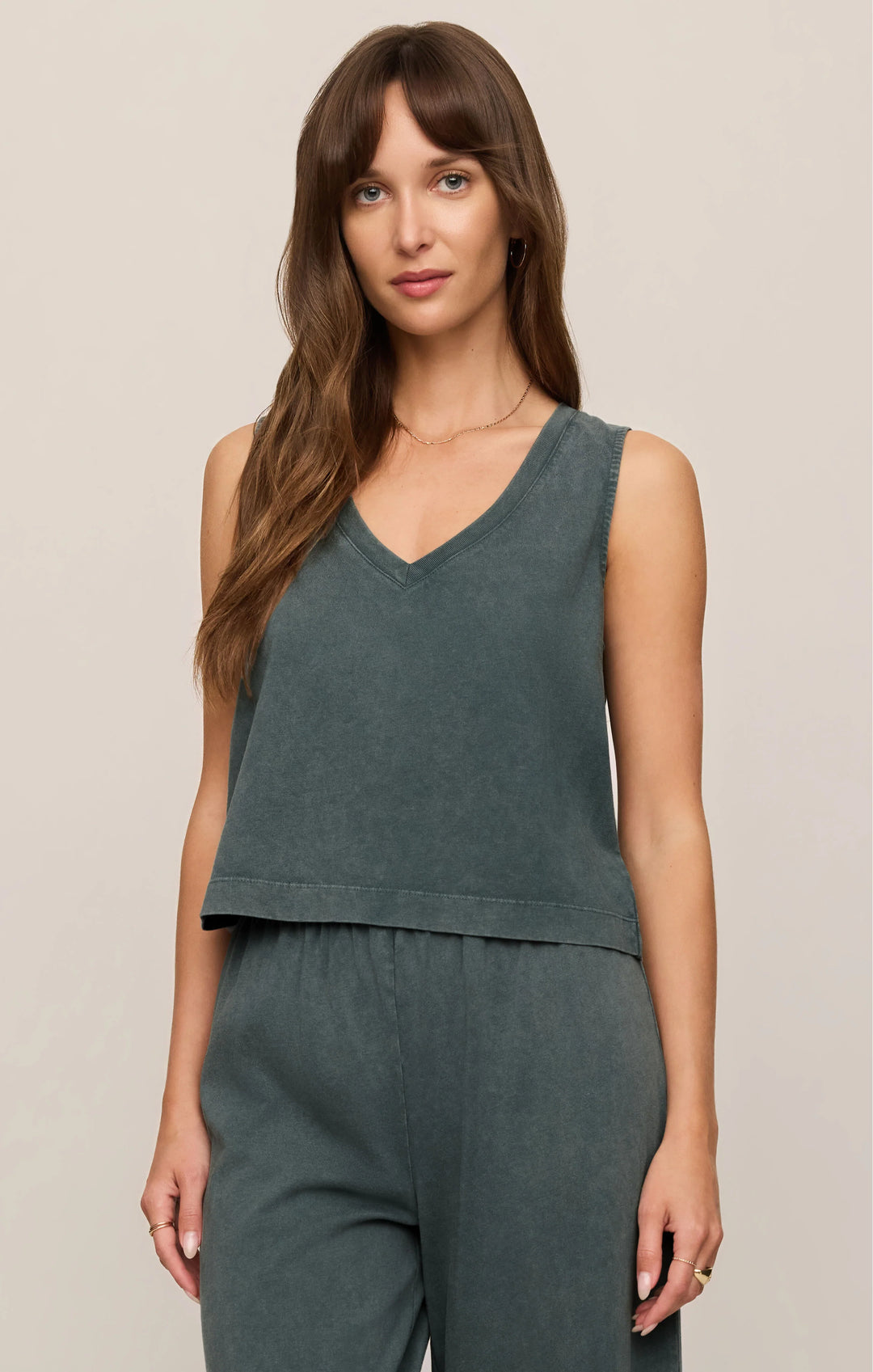 Z-Supply Women's Sloane V-Neck Cotton Jersey Tank - Emerald Cove - Sun Diego Boardshop