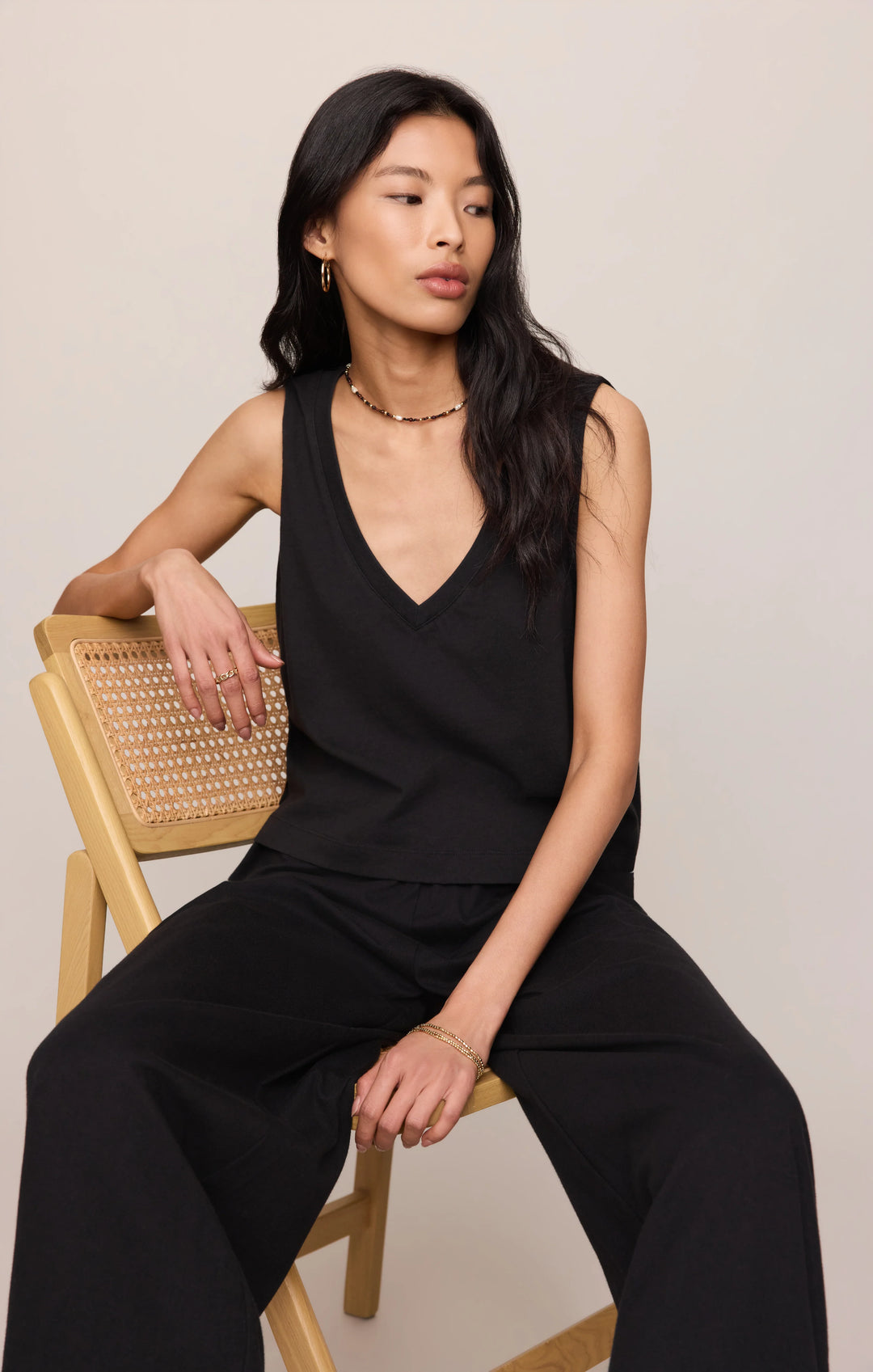 Z-Supply Women's Sloane V-Neck Cotton Jersey Tank - True Black