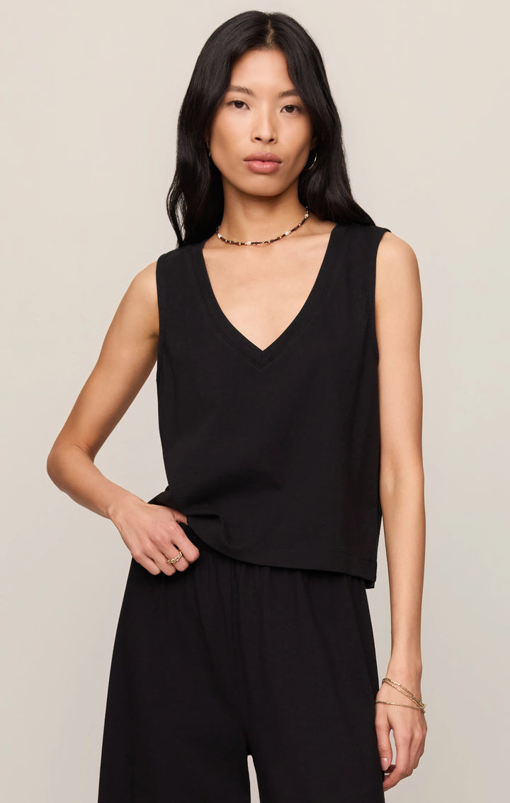 Z-Supply Women's Sloane V-Neck Cotton Jersey Tank - True Black