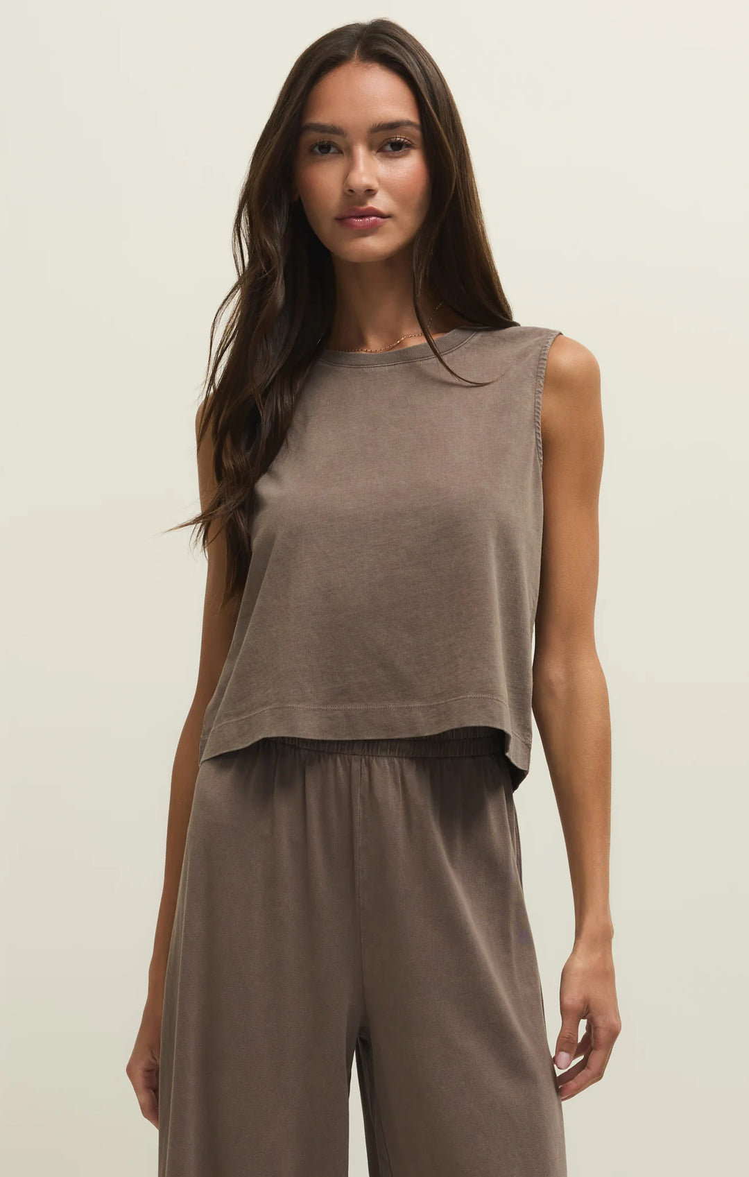 Z Supply Women's Sloane Cotton Jersey Tank - Perfectly Taupe - Sun Diego Boardshop