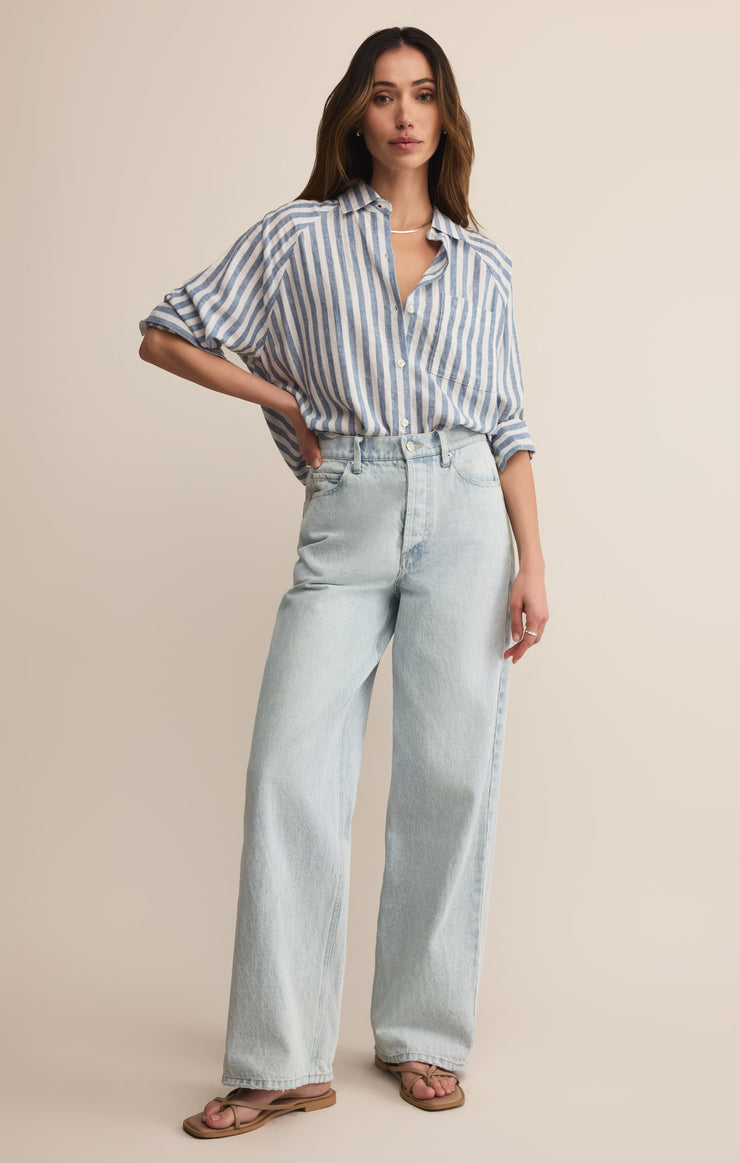 Z-Supply Perfect Linen Striped Top - Boathouse - Sun Diego Boardshop