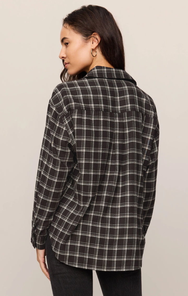 Z-Supply Women's River Plaid Button Up - Ash Black - Sun Diego Boardshop