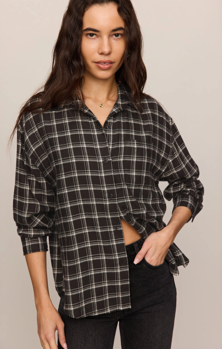 Z-Supply Women's River Plaid Button Up - Ash Black - Sun Diego Boardshop