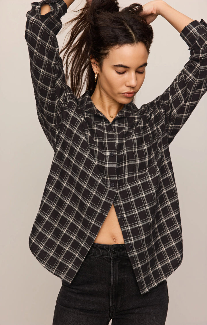 Z-Supply Women's River Plaid Button Up - Ash Black - Sun Diego Boardshop