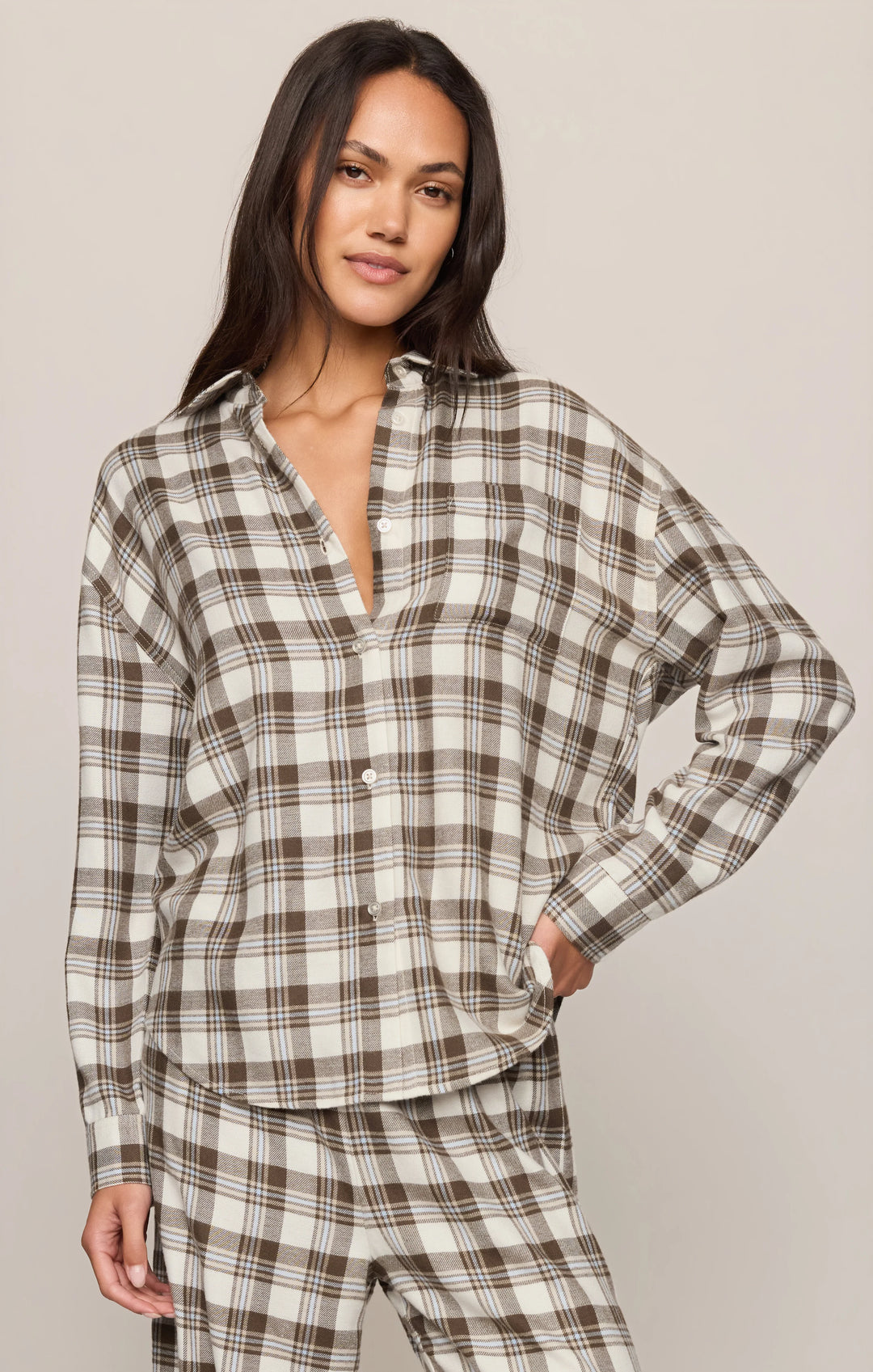 Z-Supply Women's River Plaid Button Up - Cocoa Bean - Sun Diego Boardshop