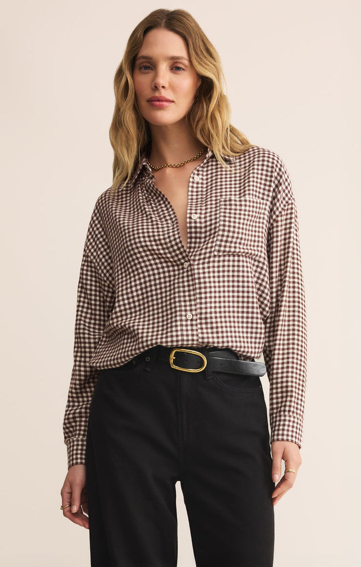 Z-Supply River Plaid Button Up - Chocolate Cherry - Sun Diego Boardshop