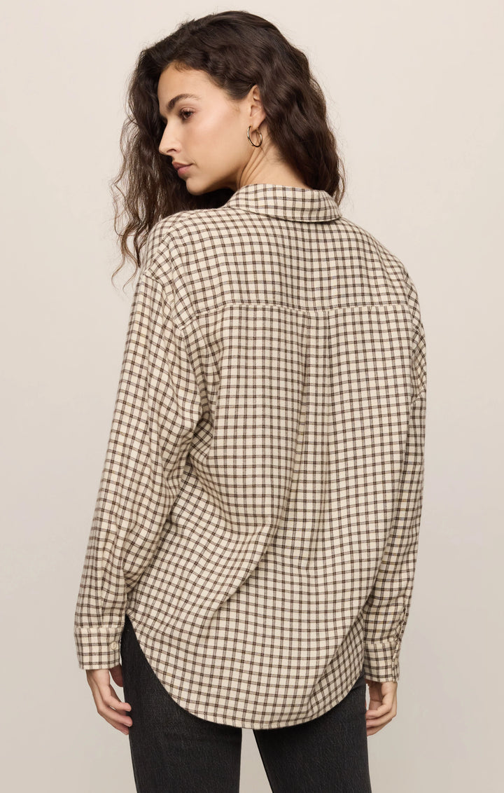 Z-Supply Women's River Plaid Button Up - Dark Chocolate - Sun Diego Boardshop
