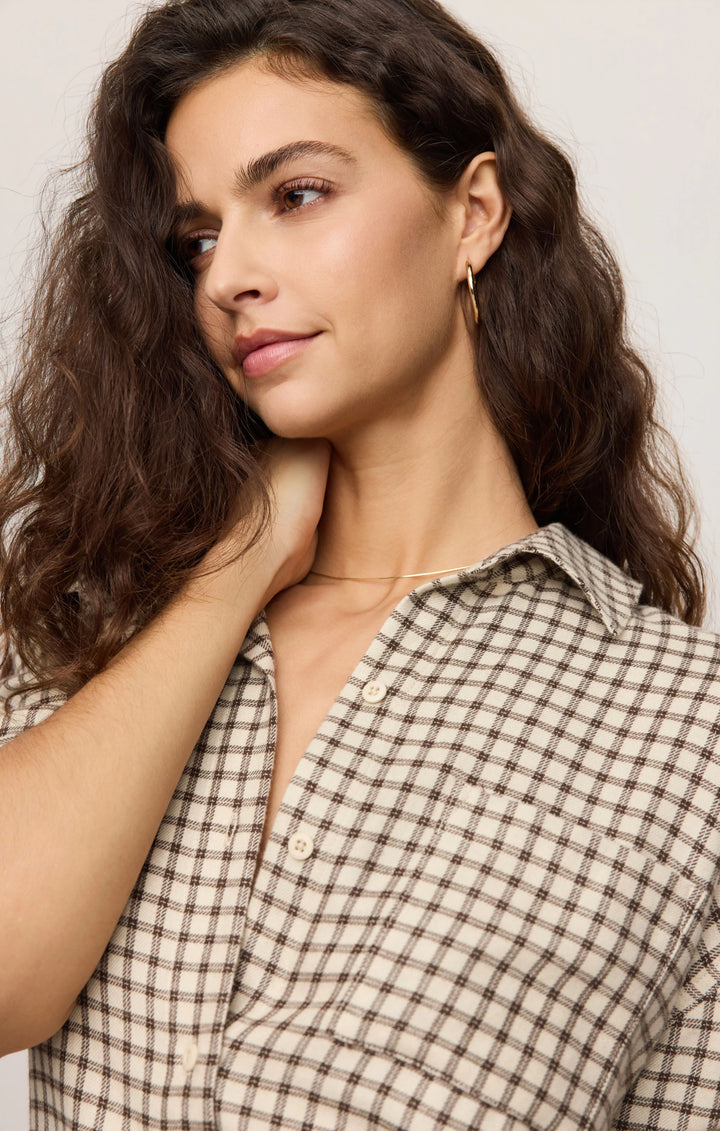 Z-Supply Women's River Plaid Button Up - Dark Chocolate - Sun Diego Boardshop