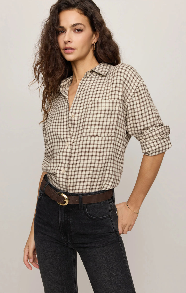 Z-Supply Women's River Plaid Button Up - Dark Chocolate - Sun Diego Boardshop