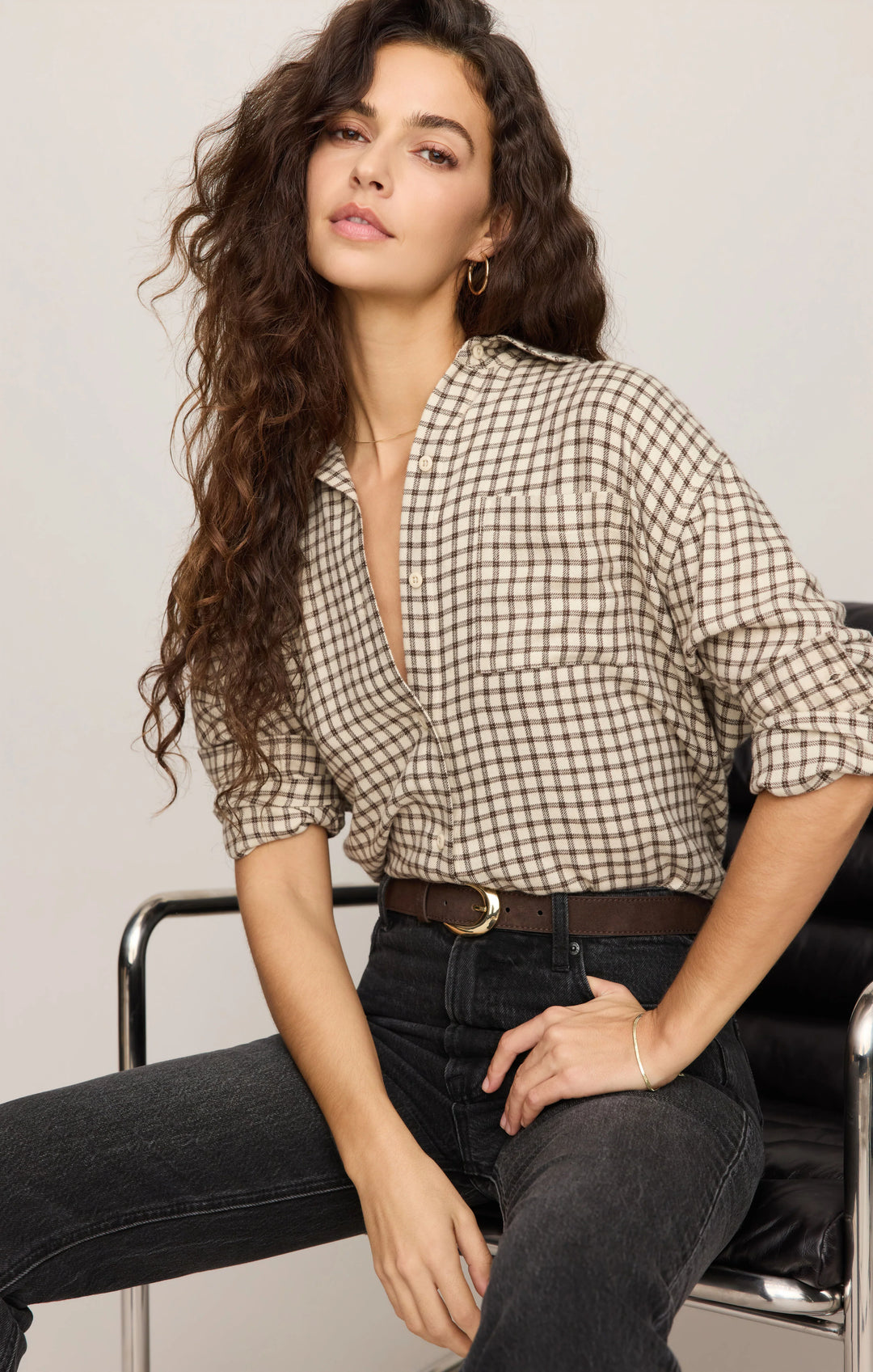 Z-Supply Women's River Plaid Button Up - Dark Chocolate - Sun Diego Boardshop