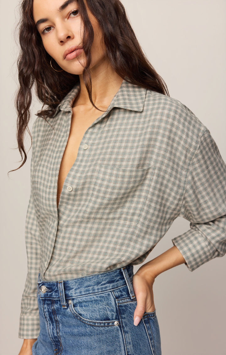 Z-Supply Women's River Plaid Button Up - Emerald Cove - Sun Diego Boardshop