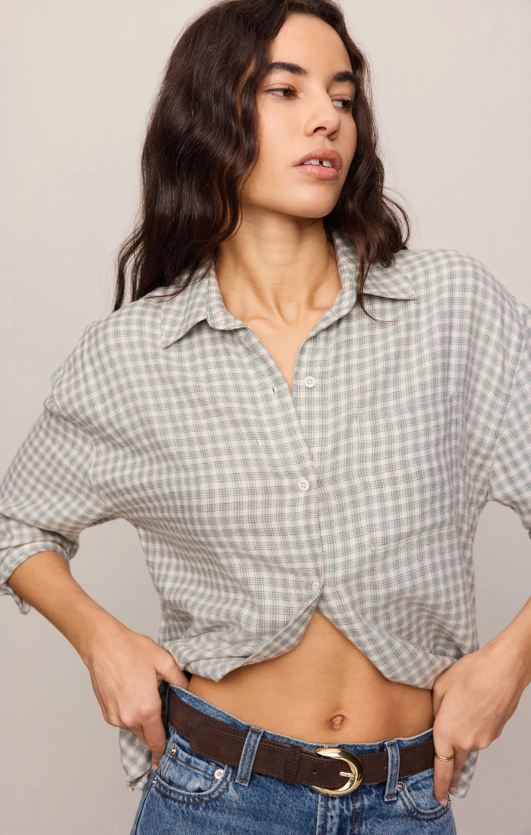 Z-Supply Women's River Plaid Button Up - Emerald Cove - Sun Diego Boardshop