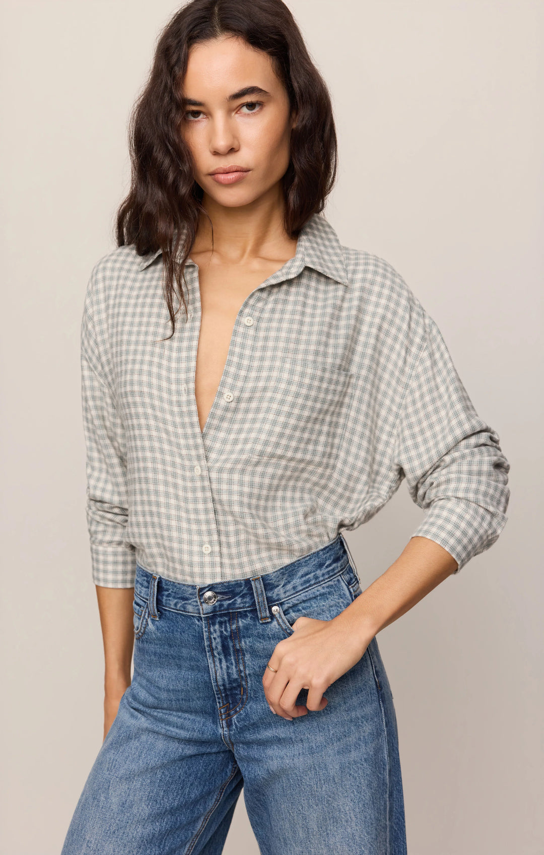 Z-Supply Women's River Plaid Button Up - Emerald Cove - Sun Diego Boardshop