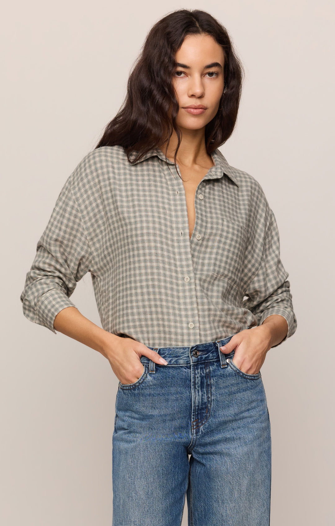Z-Supply Women's River Plaid Button Up - Emerald Cove - Sun Diego Boardshop