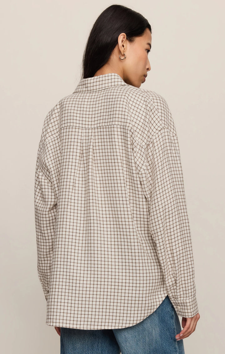 Z-Supply Women's River Plaid Button Up - Frosted Pearl - Sun Diego Boardshop