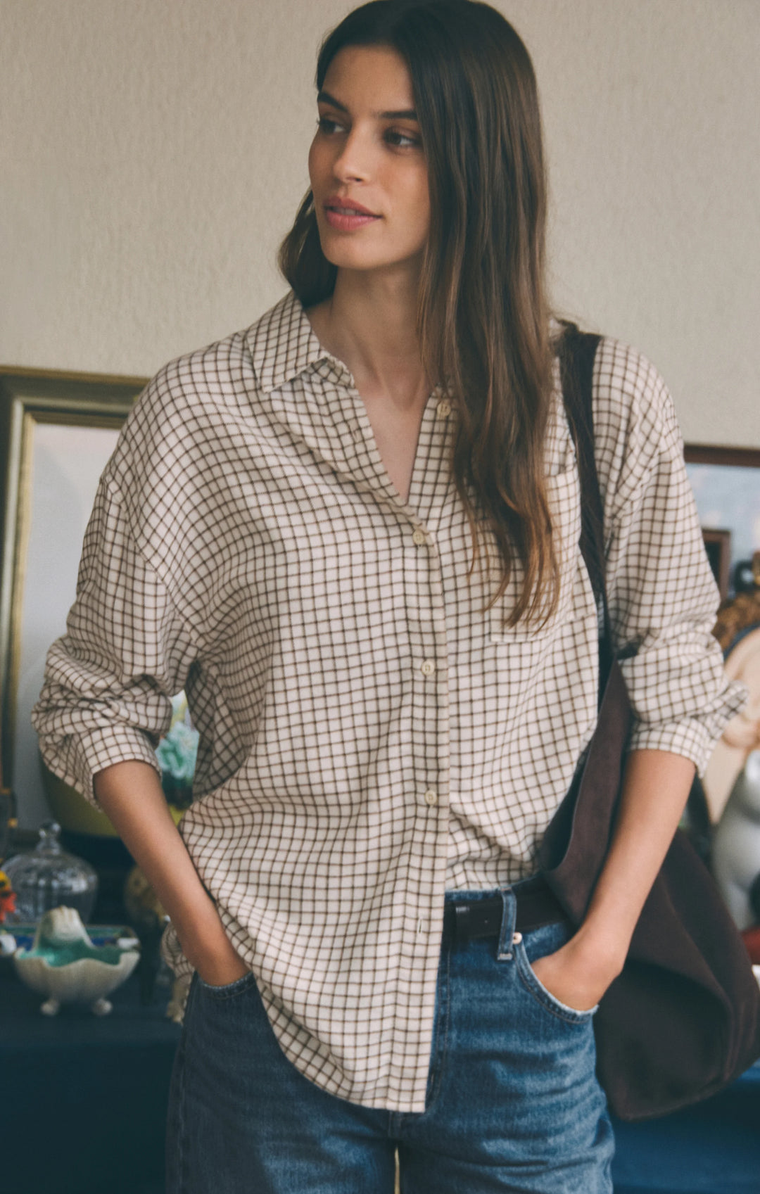 Z-Supply Women's River Plaid Button Up - Frosted Pearl - Sun Diego Boardshop