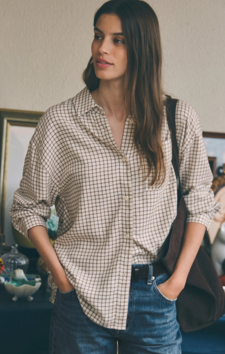 Z-Supply Women's River Plaid Button Up - Frosted Pearl - Sun Diego Boardshop