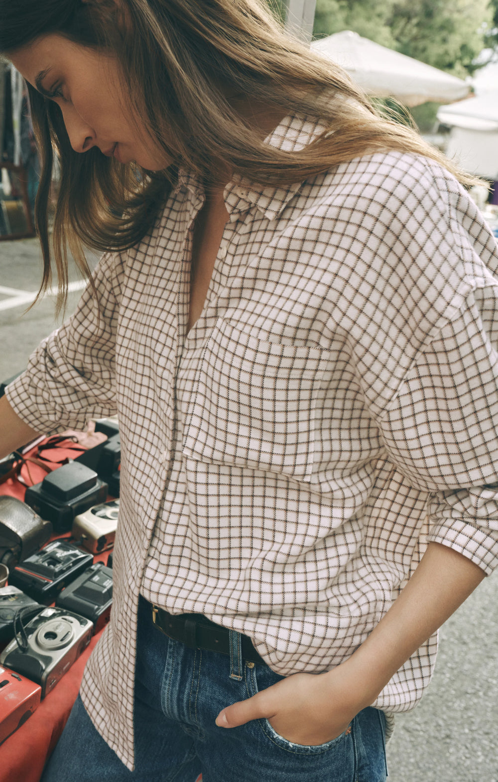 Z-Supply Women's River Plaid Button Up - Frosted Pearl - Sun Diego Boardshop
