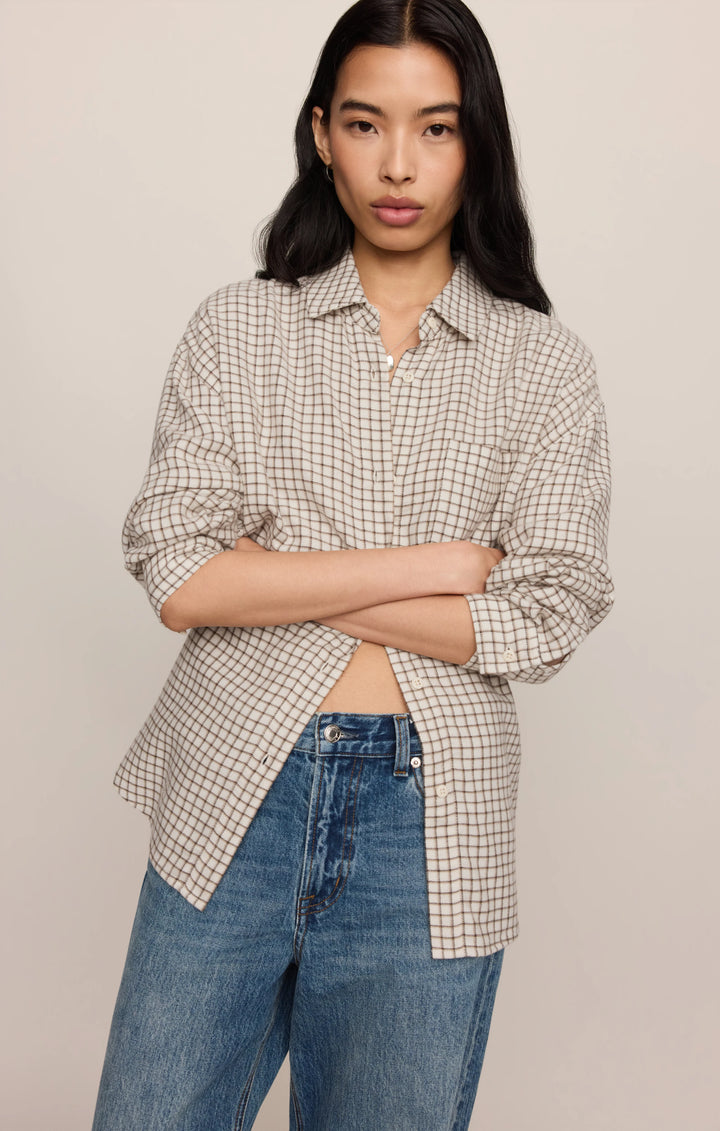 Z-Supply Women's River Plaid Button Up - Frosted Pearl - Sun Diego Boardshop