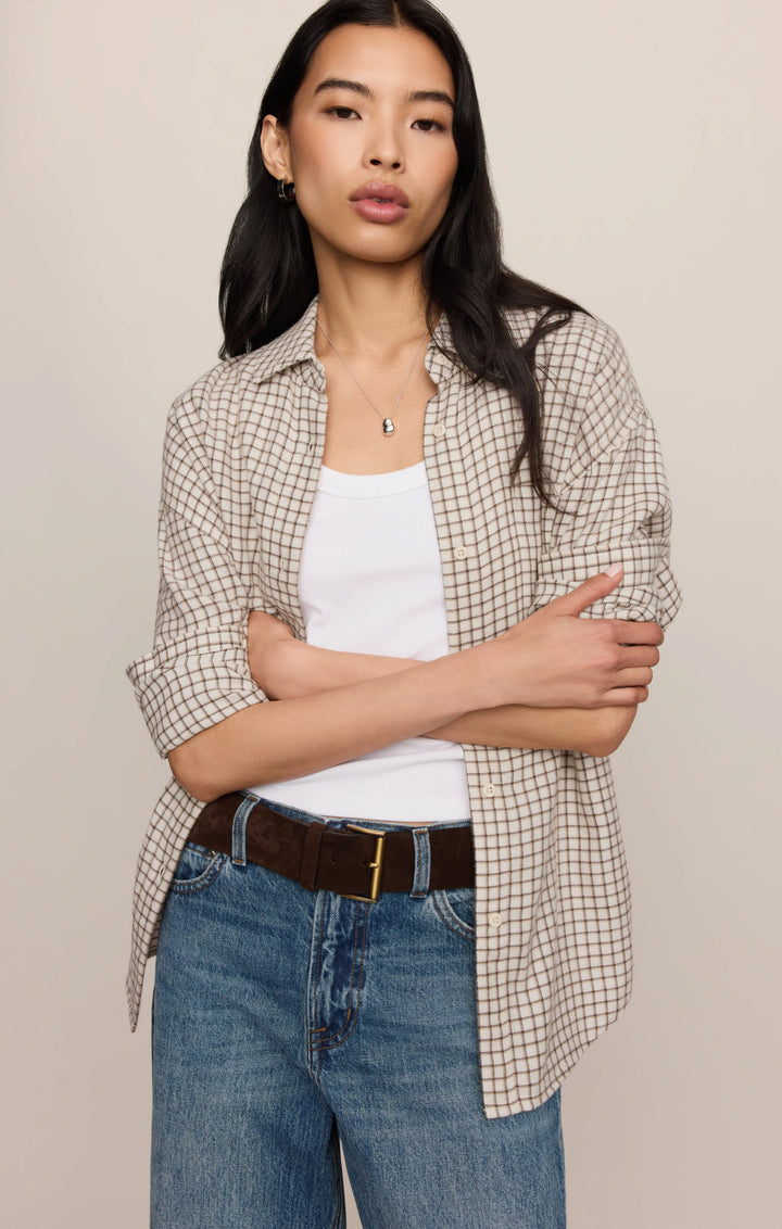 Z-Supply Women's River Plaid Button Up - Frosted Pearl - Sun Diego Boardshop