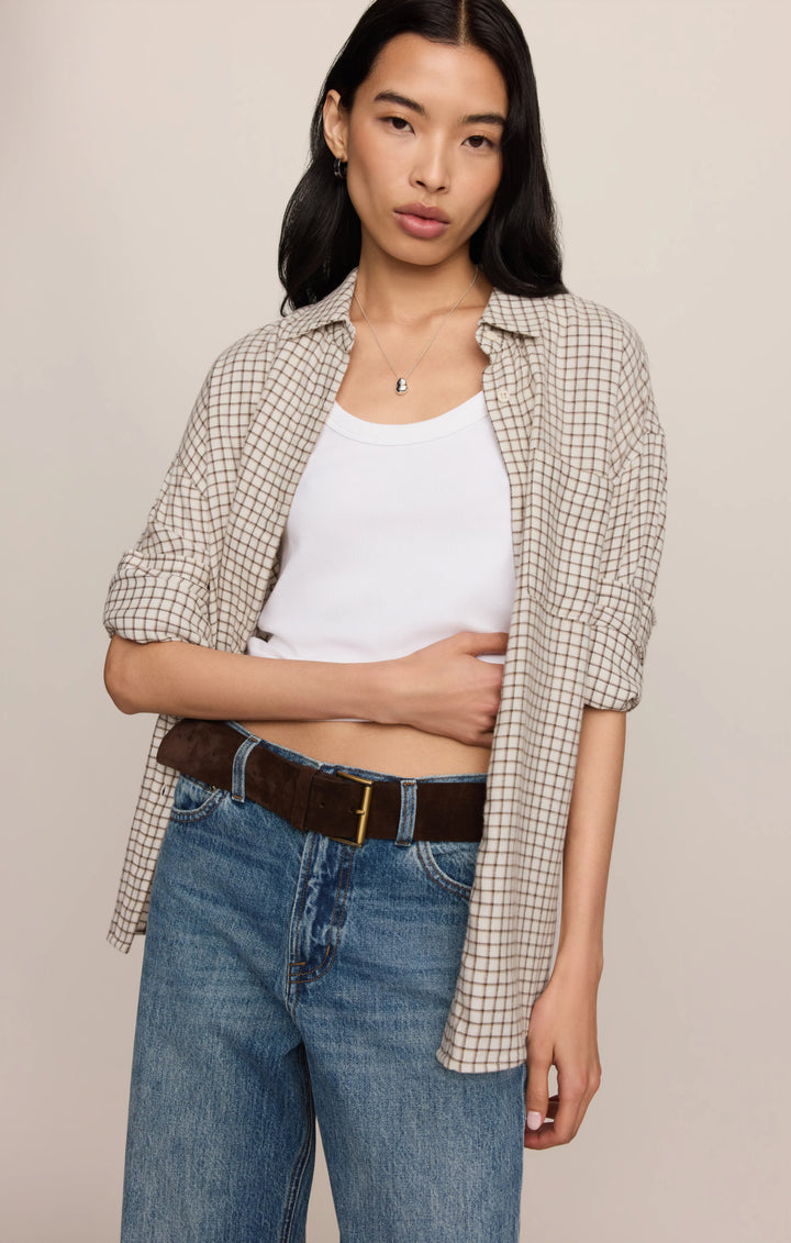 Z-Supply Women's River Plaid Button Up - Frosted Pearl - Sun Diego Boardshop